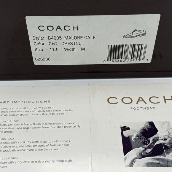 Coach Dress Shoes Mens 11 Brown Leather Made In Italy NEW In Box Malone Oxford main image 10
